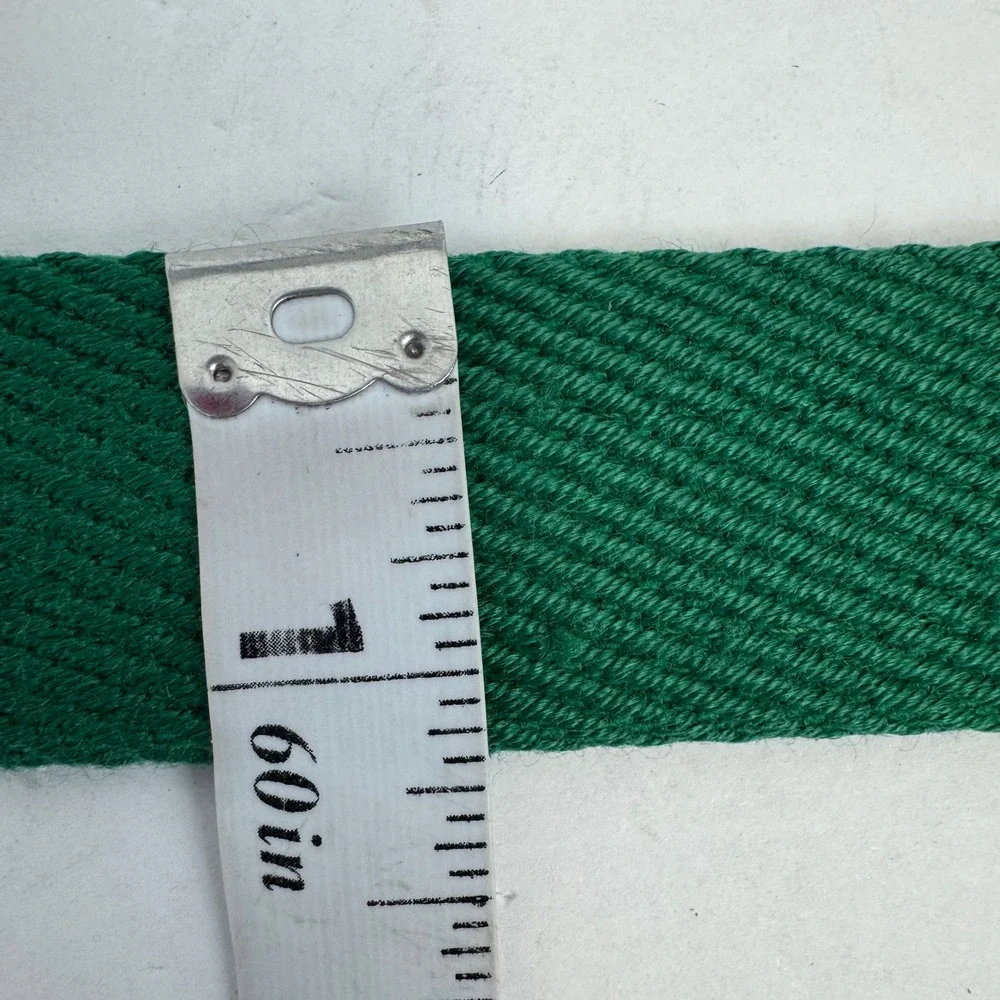 Christian Dior Vintage Mens Belt Green Canvas Tan Leather Spain 30 34 85 218923